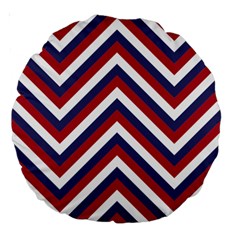 United States Red White And Blue American Jumbo Chevron Stripes Large 18  Premium Round Cushions by PodArtist