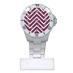 United States Red White And Blue American Jumbo Chevron Stripes Plastic Nurses Watch by PodArtist