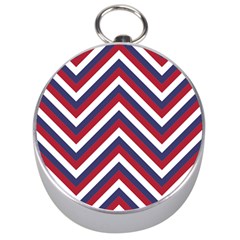 United States Red White And Blue American Jumbo Chevron Stripes Silver Compasses by PodArtist