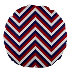 United States Red White And Blue American Jumbo Chevron Stripes Large 18  Premium Flano Round Cushions by PodArtist