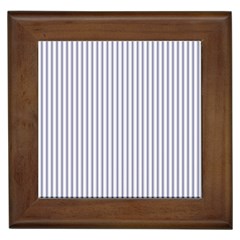 Mattress Ticking Narrow Striped Pattern In Usa Flag Blue And White Framed Tiles by PodArtist