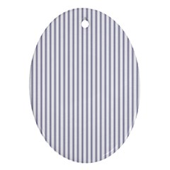 Mattress Ticking Narrow Striped Pattern In Usa Flag Blue And White Ornament (oval) by PodArtist