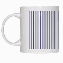 Mattress Ticking Narrow Striped Pattern In Usa Flag Blue And White White Mugs by PodArtist