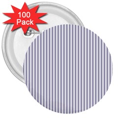 Mattress Ticking Narrow Striped Pattern In Usa Flag Blue And White 3  Buttons (100 Pack)  by PodArtist