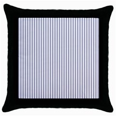 Mattress Ticking Narrow Striped Pattern In Usa Flag Blue And White Throw Pillow Case (black) by PodArtist