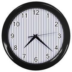 Mattress Ticking Narrow Striped Pattern In Usa Flag Blue And White Wall Clocks (black) by PodArtist