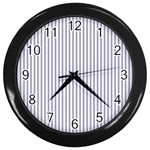 Mattress Ticking Narrow Striped Pattern in USA Flag Blue and White Wall Clocks (Black) Front