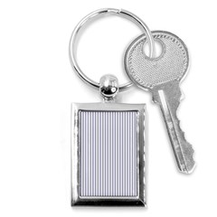 Mattress Ticking Narrow Striped Pattern In Usa Flag Blue And White Key Chains (rectangle)  by PodArtist