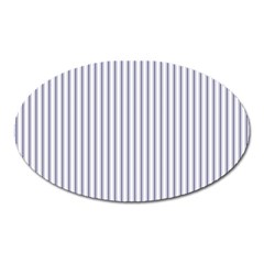 Mattress Ticking Narrow Striped Pattern In Usa Flag Blue And White Oval Magnet by PodArtist