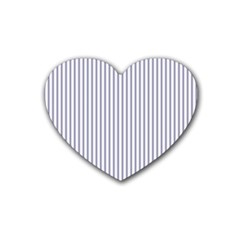 Mattress Ticking Narrow Striped Pattern In Usa Flag Blue And White Heart Coaster (4 Pack)  by PodArtist