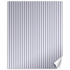 Mattress Ticking Narrow Striped Pattern In Usa Flag Blue And White Canvas 11  X 14   by PodArtist