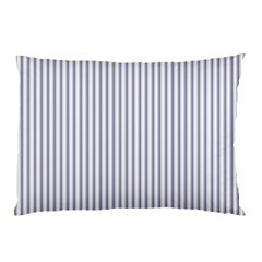 Mattress Ticking Narrow Striped Pattern In Usa Flag Blue And White Pillow Case by PodArtist