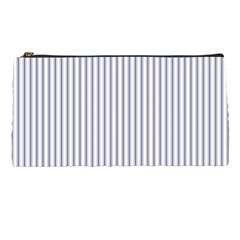 Mattress Ticking Narrow Striped Pattern In Usa Flag Blue And White Pencil Cases by PodArtist