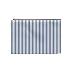 Mattress Ticking Narrow Striped Pattern In Usa Flag Blue And White Cosmetic Bag (medium)  by PodArtist