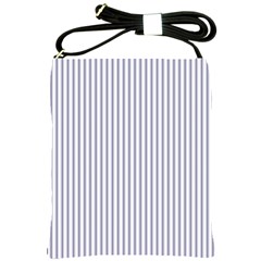 Mattress Ticking Narrow Striped Pattern In Usa Flag Blue And White Shoulder Sling Bags by PodArtist