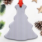 Mattress Ticking Narrow Striped Pattern in USA Flag Blue and White Christmas Tree Ornament (Two Sides) Front