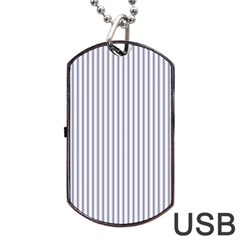 Mattress Ticking Narrow Striped Pattern In Usa Flag Blue And White Dog Tag Usb Flash (two Sides) by PodArtist