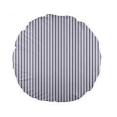 Mattress Ticking Narrow Striped Pattern In Usa Flag Blue And White Standard 15  Premium Round Cushions by PodArtist