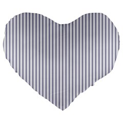 Mattress Ticking Narrow Striped Pattern In Usa Flag Blue And White Large 19  Premium Heart Shape Cushions by PodArtist