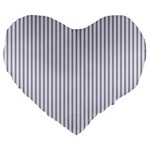 Mattress Ticking Narrow Striped Pattern in USA Flag Blue and White Large 19  Premium Heart Shape Cushions Front