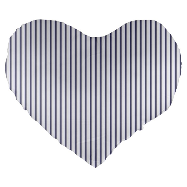 Mattress Ticking Narrow Striped Pattern in USA Flag Blue and White Large 19  Premium Heart Shape Cushions