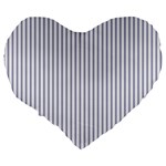 Mattress Ticking Narrow Striped Pattern in USA Flag Blue and White Large 19  Premium Heart Shape Cushions Back