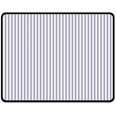 Mattress Ticking Narrow Striped Pattern In Usa Flag Blue And White Double Sided Fleece Blanket (medium)  by PodArtist