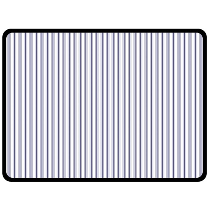 Mattress Ticking Narrow Striped Pattern in USA Flag Blue and White Double Sided Fleece Blanket (Large) 