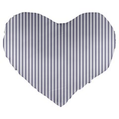 Mattress Ticking Narrow Striped Pattern In Usa Flag Blue And White Large 19  Premium Flano Heart Shape Cushions by PodArtist