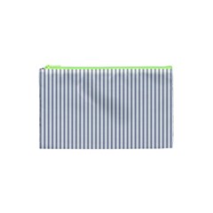 Mattress Ticking Narrow Striped Pattern In Usa Flag Blue And White Cosmetic Bag (xs) by PodArtist