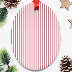 Mattress Ticking Narrow Striped Usa Flag Red And White Ornament (oval) by PodArtist