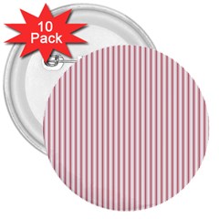 Mattress Ticking Narrow Striped Usa Flag Red And White 3  Buttons (10 Pack)  by PodArtist