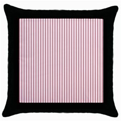 Mattress Ticking Narrow Striped Usa Flag Red And White Throw Pillow Case (black) by PodArtist