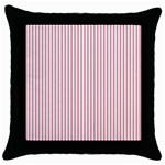 Mattress Ticking Narrow Striped USA Flag Red and White Throw Pillow Case (Black) Front