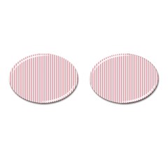 Mattress Ticking Narrow Striped Usa Flag Red And White Cufflinks (oval) by PodArtist