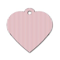 Mattress Ticking Narrow Striped Usa Flag Red And White Dog Tag Heart (one Side) by PodArtist