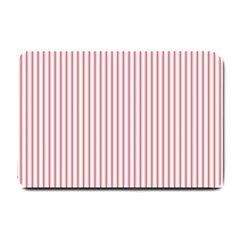 Mattress Ticking Narrow Striped Usa Flag Red And White Small Doormat  by PodArtist