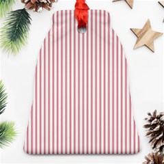 Mattress Ticking Narrow Striped Usa Flag Red And White Bell Ornament (two Sides) by PodArtist