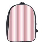 Mattress Ticking Narrow Striped USA Flag Red and White School Bag (XL) Front