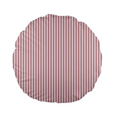 Mattress Ticking Narrow Striped Usa Flag Red And White Standard 15  Premium Flano Round Cushions by PodArtist