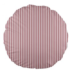 Mattress Ticking Narrow Striped Usa Flag Red And White Large 18  Premium Flano Round Cushions by PodArtist