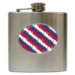 Ny Usa Candy Cane Skyline In Red White & Blue Hip Flask (6 Oz) by PodArtist