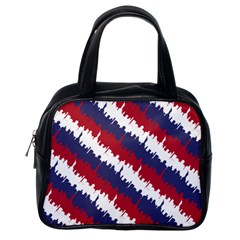 Ny Usa Candy Cane Skyline In Red White & Blue Classic Handbags (one Side) by PodArtist