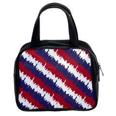 Ny Usa Candy Cane Skyline In Red White & Blue Classic Handbags (2 Sides) by PodArtist