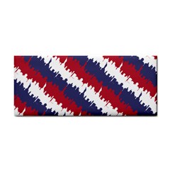 Ny Usa Candy Cane Skyline In Red White & Blue Hand Towel by PodArtist