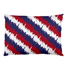 Ny Usa Candy Cane Skyline In Red White & Blue Pillow Case by PodArtist