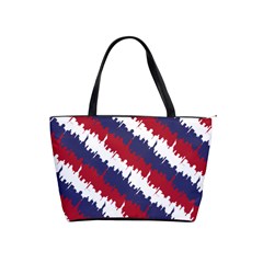 Ny Usa Candy Cane Skyline In Red White & Blue Shoulder Handbags by PodArtist