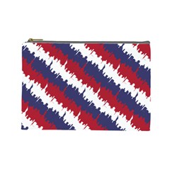 Ny Usa Candy Cane Skyline In Red White & Blue Cosmetic Bag (large)  by PodArtist