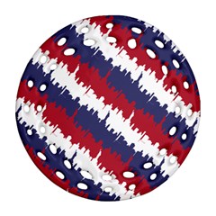 Ny Usa Candy Cane Skyline In Red White & Blue Ornament (round Filigree) by PodArtist