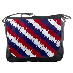 Ny Usa Candy Cane Skyline In Red White & Blue Messenger Bags by PodArtist